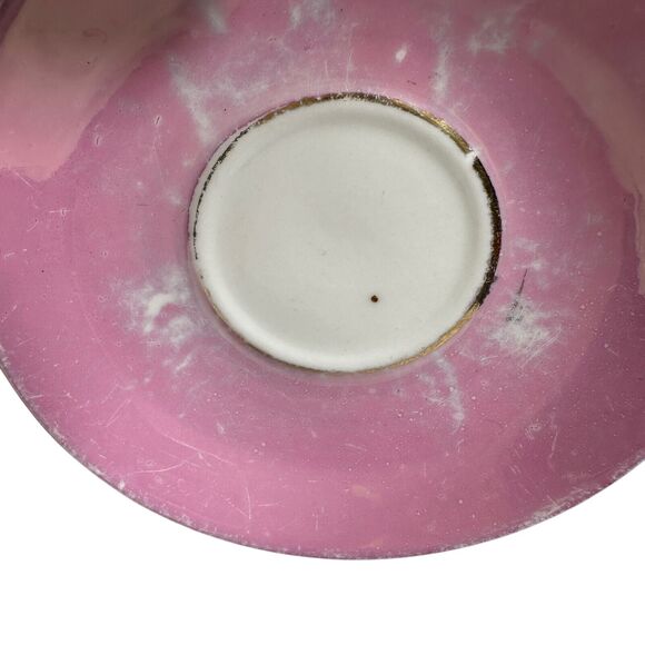 Antique Germany Pink Molded Lusterware Cups & Saucers Star Set 6 Vintage Ornate - Picture 15 of 15